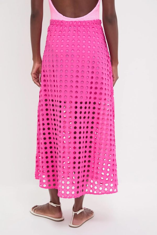 2025 Summer Casual Long Skirt for Women Cotton Eyelet Beach Maxi Skirt with Underneath