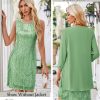 Sequin Dress for Women Knee Length Mother of the Bride Dresses Formal Dress Two Piece Dress with Chiffon Jacket