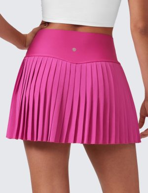Women's High Waisted Pleated Tennis Skirts with Pockets Tummy Control Casual Liner A Line Workout Golf Skorts