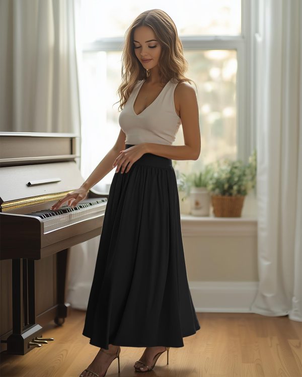 3 Pack Maxi Long Skirts for Women, Ankle Length High Waisted Pleated Flowy A Line Summer Casual Skirts with Pockets