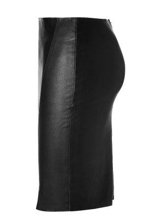 Koza Leathers Women's Leather Skirt Genuine Lambskin Real Leather Knee Length Skirt KS001