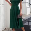 Summer Midi Dress 2025 Spring Ruffle Sleeve V Neck Cocktail Wedding Guest A Line Fit and Flared Dresses