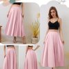 Womens Satin High Waist Elastic Midi Skirt Satin Maxi Skirt Silk Elegant Long Trendy A-Line Midi Skirts
