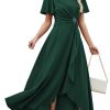 Wedding Guest Dresses for Women Have Pockets Cocktail Dress Ruffle Sleeve A Line Evening Party Formal Dresses for Women