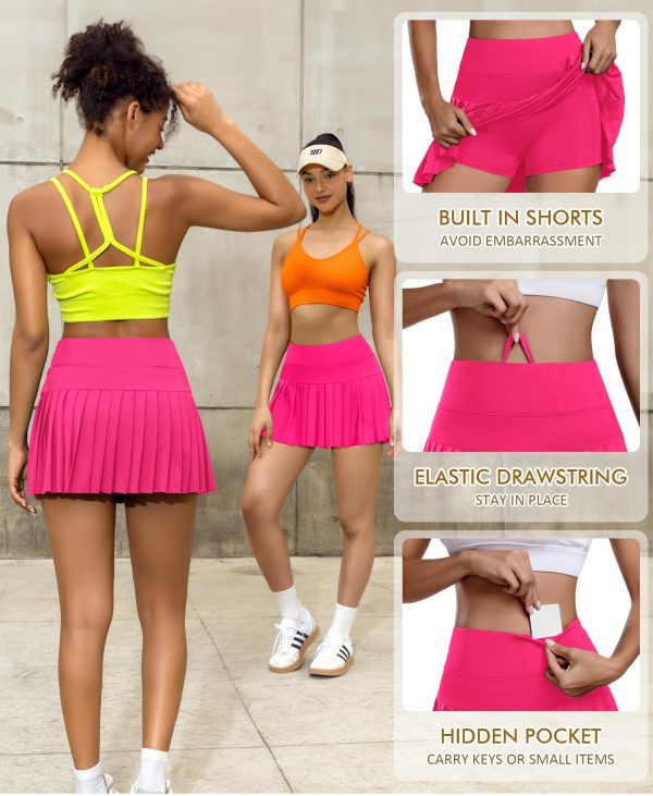 Pleated Tennis Skirt for Women with Shorts Athletic Golf Skort Workout Running Sports Skirts Skorts with Pockets