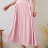 Womens Satin High Waist Elastic Midi Skirt Satin Maxi Skirt Silk Elegant Long Trendy A-Line Midi Skirts