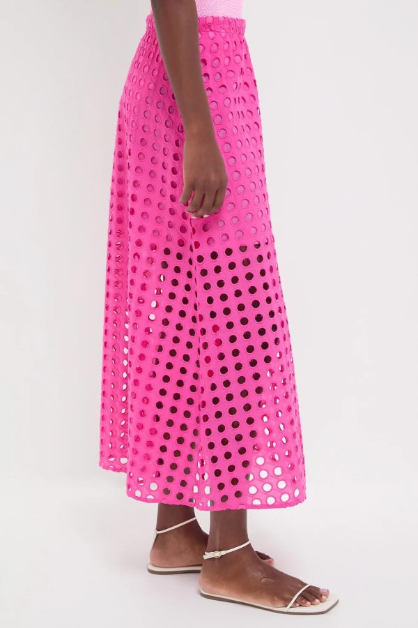 2025 Summer Casual Long Skirt for Women Cotton Eyelet Beach Maxi Skirt with Underneath