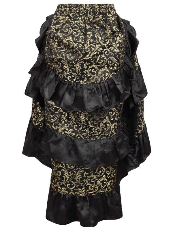 Women's Gold/Black Brocade Adjustable High Low Bustle Skirt