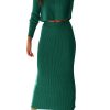 Women's Spring Fall 2 Piece Sweater Set Rib Knit Long Sleeve Crop Top Maxi Bodycon Skirt Casual Winter Outfits