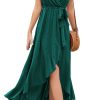 2025 Women's Spring Summer Boho Floral Print V-Neck Faux Wrap Maxi Dress for Wedding Guest, Graduation, Party