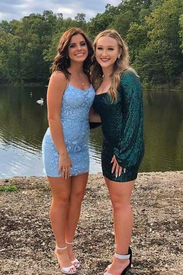 Short Tight Homecoming Dresses for Teens Lace Short Prom Dress Cocktail Gowns YZTS042