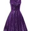 Women's Sequin Dresses Sleeveless V-Neck Sparkly Glitter Evening Party Dress