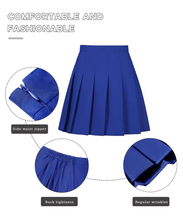 Womens Girls Pleated Tennis Skirts High Waisted A-line Skirt School Uniform Athletic Golf Skorts with Shorts,2T-4XL