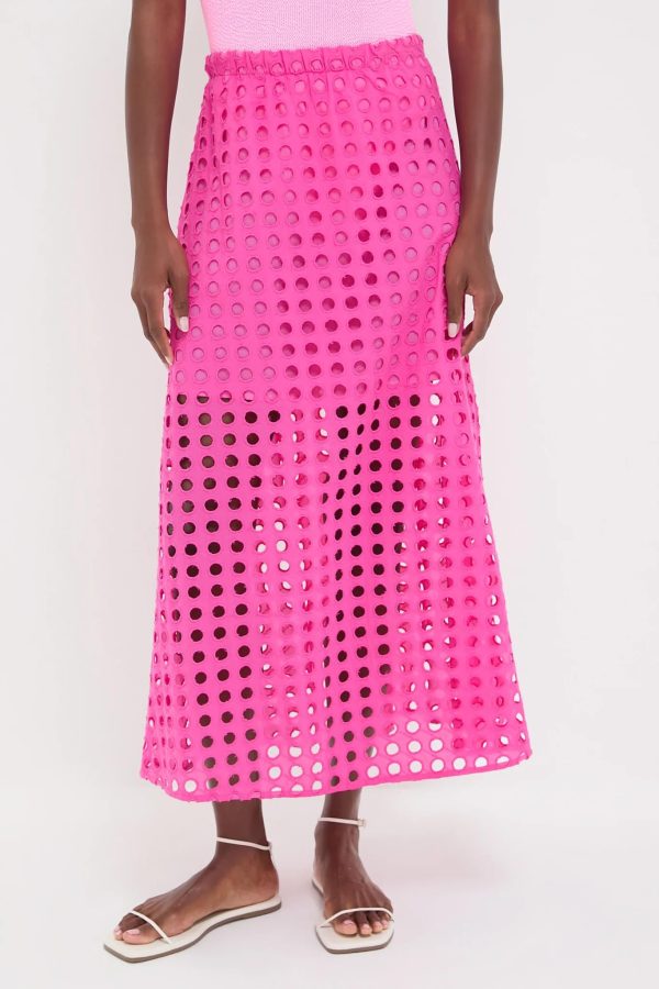 2025 Summer Casual Long Skirt for Women Cotton Eyelet Beach Maxi Skirt with Underneath
