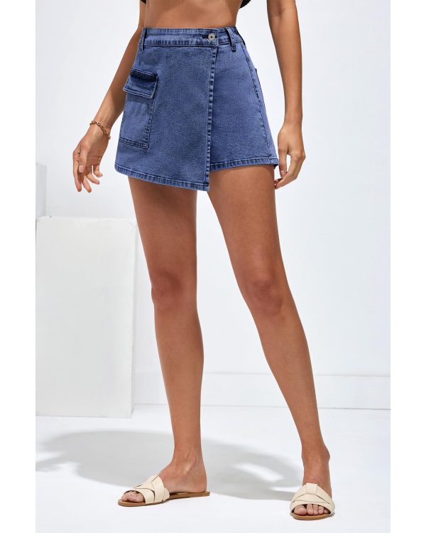 Denim Skorts for Woman Cargo Faux Wrap Jean Skort Skirts Stretchy High Waisted Skirt Shorts Country Concert Wear