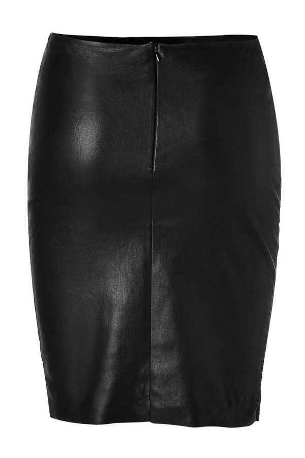 Koza Leathers Women's Leather Skirt Genuine Lambskin Real Leather Knee Length Skirt KS001