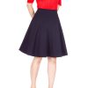 High-Waisted Cotton Blend Skirt with Pockets - Knee Length A-line Flare for Business and Casual Wear