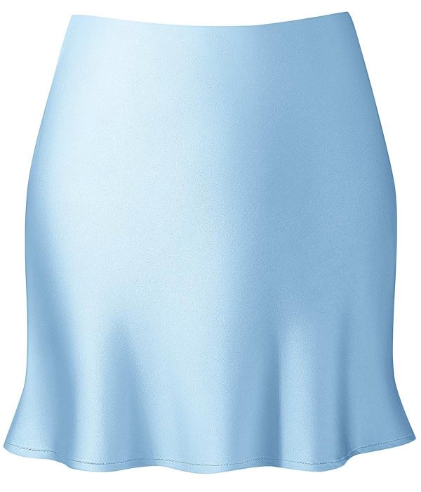 Mini Skirts for Women Satin High Elastic Waist Ruffle Bodycon Short Skirt