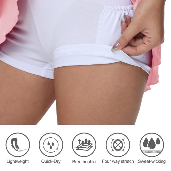 Women's High Waist Athletic Tennis Golf Skirts Layered Ruffle Pleated Sports Casual with Pockets