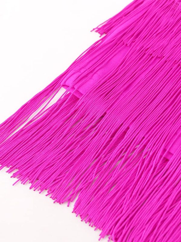 Women's High Waist Fringe Tiered Bodycon Pencil Midi Skirt