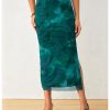 Women's Tie Dye High Elastic Waist Bodycon Long Skirt Boho Split Side Maxi Skirts