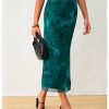 Women's Tie Dye High Elastic Waist Bodycon Long Skirt Boho Split Side Maxi Skirts