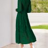 Casual Women's 2025 Spring Dresses Elegant Wedding Guest Dress Long Sleeve Floral Midi Dress Flowy Bohemian Long Dress