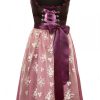 Bavarian Women's Midi Dirndl Dress 2-Pieces+Apron Black Purple