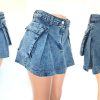 Women's Mini Jean Skirts Slit Bodycon Denim Skirt with Pockets Summer Vintage Streetwear