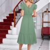 Women's V Neck Ruffle Sleeve Summer Dress 2025 Split Flowy Tiered Midi Dress Wedding Guest Cocktail Dresses