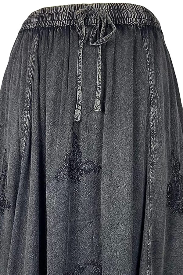 2025 Spring Women's Flowy Handkerchief Hemline Midi Maxi Skirts for Women - Gypsy Embroidered Ruffle Long Skirts
