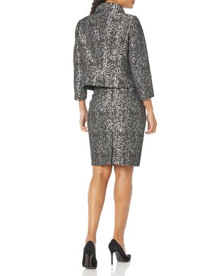 Women's Metallic Jacquard Fold Over Jacket/Skirt Suit