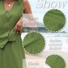 2 Piece Linen Sets for Women Summer Outfit,V-Neck Vest Top & Flowy Maxi Skirt