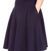 High-Waisted Cotton Blend Skirt with Pockets - Knee Length A-line Flare for Business and Casual Wear