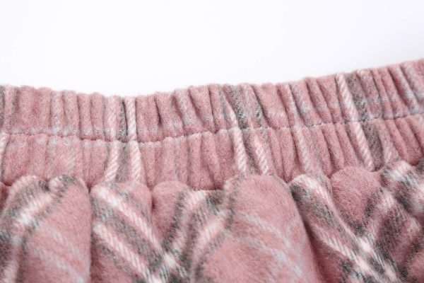 Long Plaid Wool Skirt for Womens Winter Fall Warm High Elastic Waist A line Flared Pleated Wool Tartan Skirts