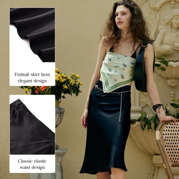 Mulberry Silk Skirts for Women Midi Length Elegant Skirt Slit Dresses Casual Party Sexy High Waist Dress