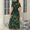 Simplee Women’s V Neck Velvet Maxi Dress Short Sleeve Empire Waist Long Formal Dress for Wedding Guest