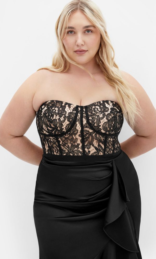 Women's Plus Size Lace Ruffle Dress