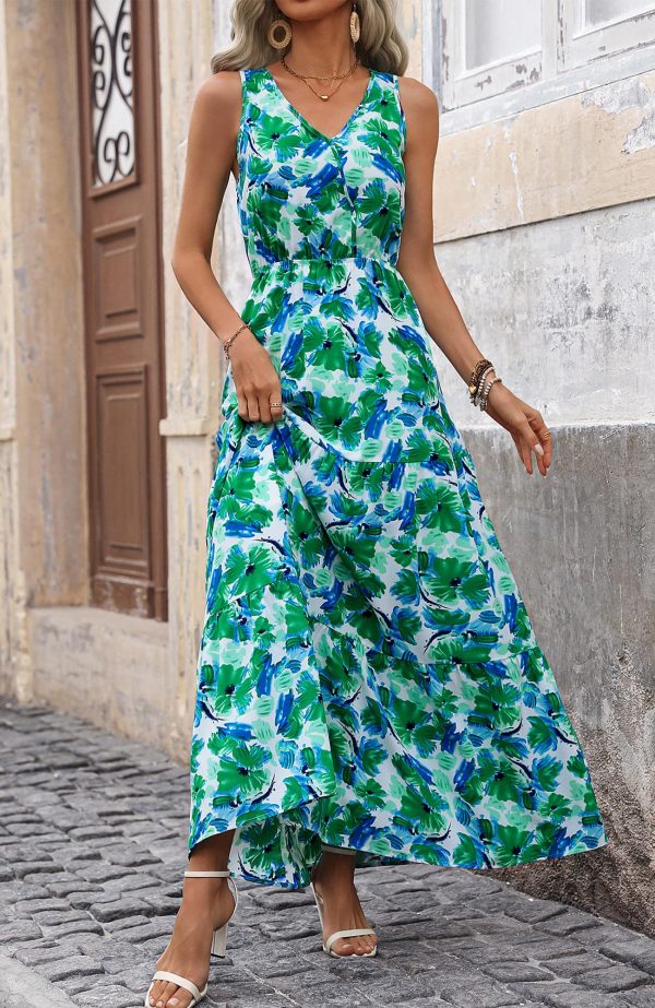 Women Summer Dresses Casual Sleeveless Maxi Dresses Cute Floral Long Dress Wedding Guest Dress