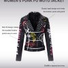 Women Faux Leather Jacket Studded Rivet Spring Fall Winter Fashion, Moto Biker Trendy Clothes Streetwear Belted