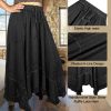2025 Spring Women's Flowy Handkerchief Hemline Midi Maxi Skirts for Women - Gypsy Embroidered Ruffle Long Skirts