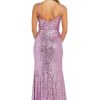 Juniors Sequined Gown W/Corset Bodice & Side Slit