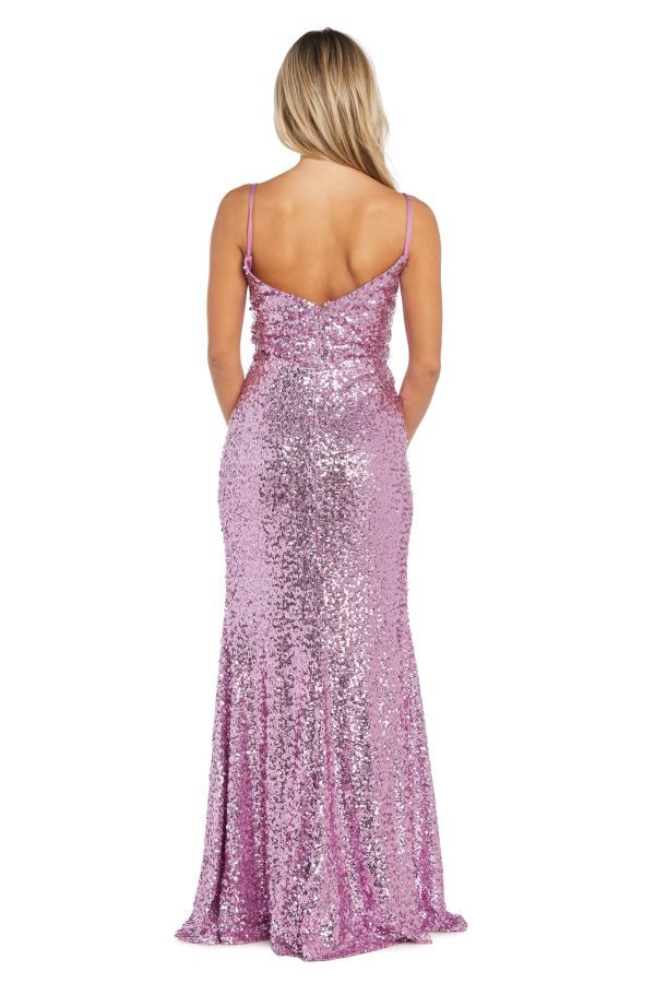 Juniors Sequined Gown W/Corset Bodice & Side Slit