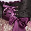 Bavarian Women's Midi Dirndl Dress 2-Pieces+Apron Black Purple