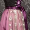Bavarian Women's Midi Dirndl Dress 2-Pieces+Apron Black Purple