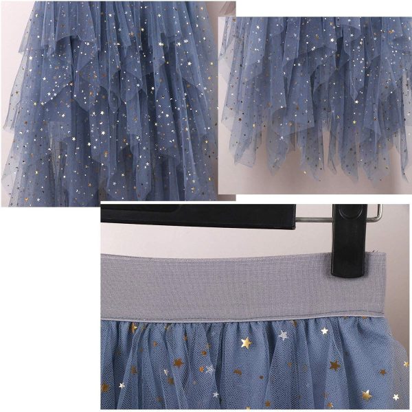Women's Tulle Skirt Formal High Low Asymmetrical Midi Length Elastic Waist Tutu Layered Puffy Fairy Skirts