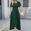 Wedding Guest Dresses for Women Have Pockets Cocktail Dress Ruffle Sleeve A Line Evening Party Formal Dresses for Women