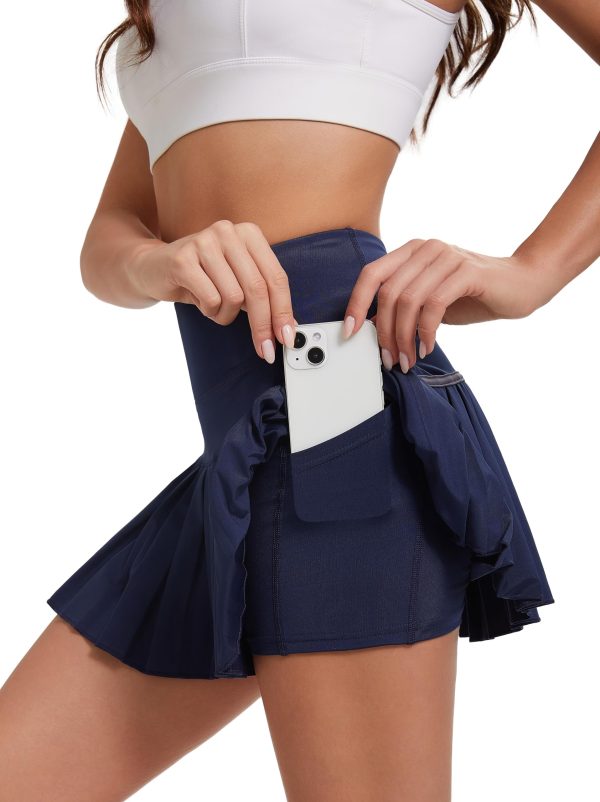 Women Tennis Skirt with Pocket Pleated Golf Skort Active Workout Running Athletic Shorts