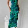 Women's Summer Maxi Bodycon Dresses Strapless Tube Top Slit Floral Printed Party Club Long Dress