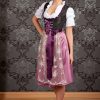 Bavarian Women's Midi Dirndl Dress 2-Pieces+Apron Black Purple